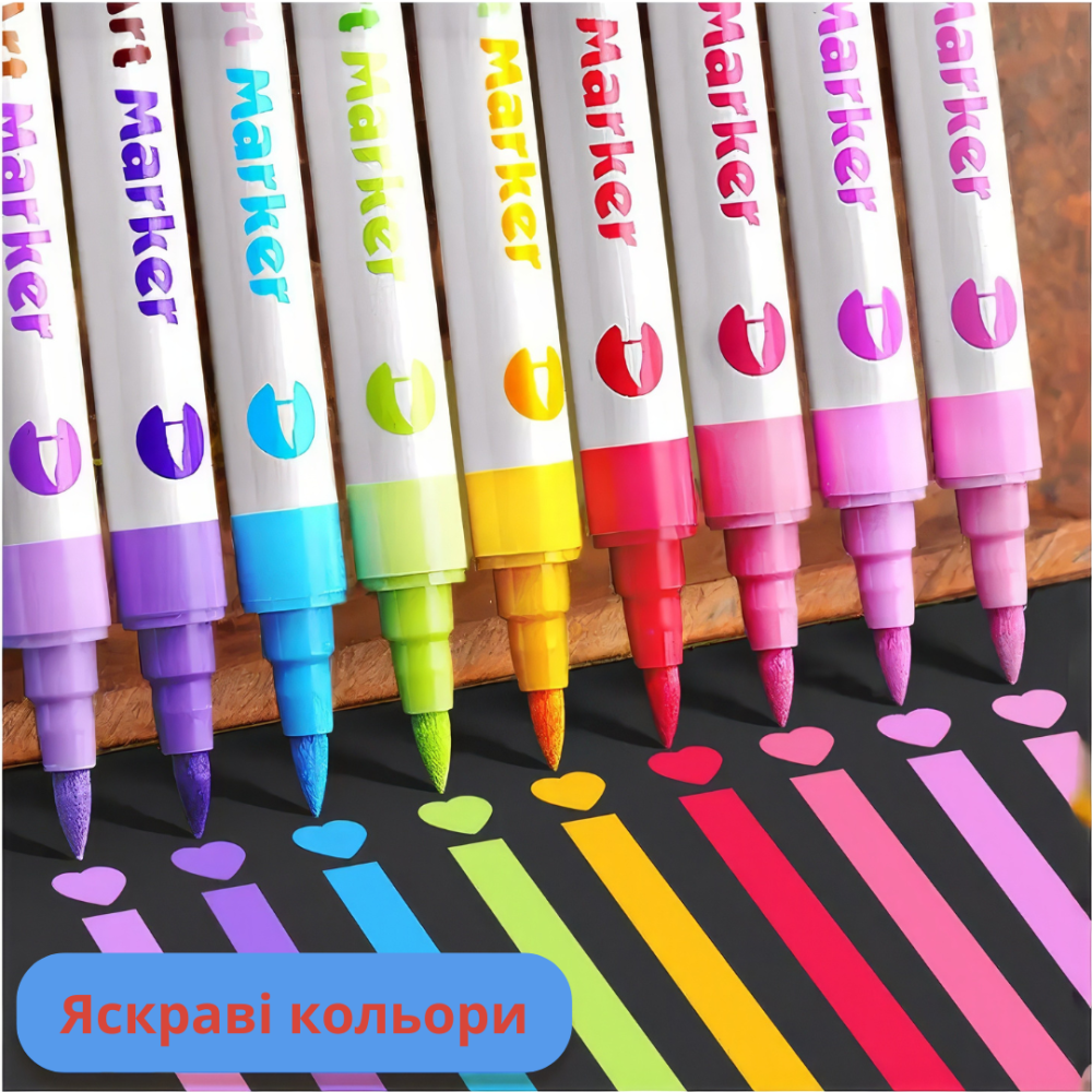 Двосторонні акрилові маркери, 24 шт. (48 кольорів), універсальний набір для паперу, скла, дерева, тканини Кам'янець-Подільський - фото 4