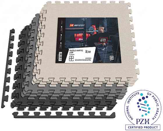 Мат-пазл Hop-Sport EVA 1см HS-A010PM - 9 частин чорний/білий/сірий Київ