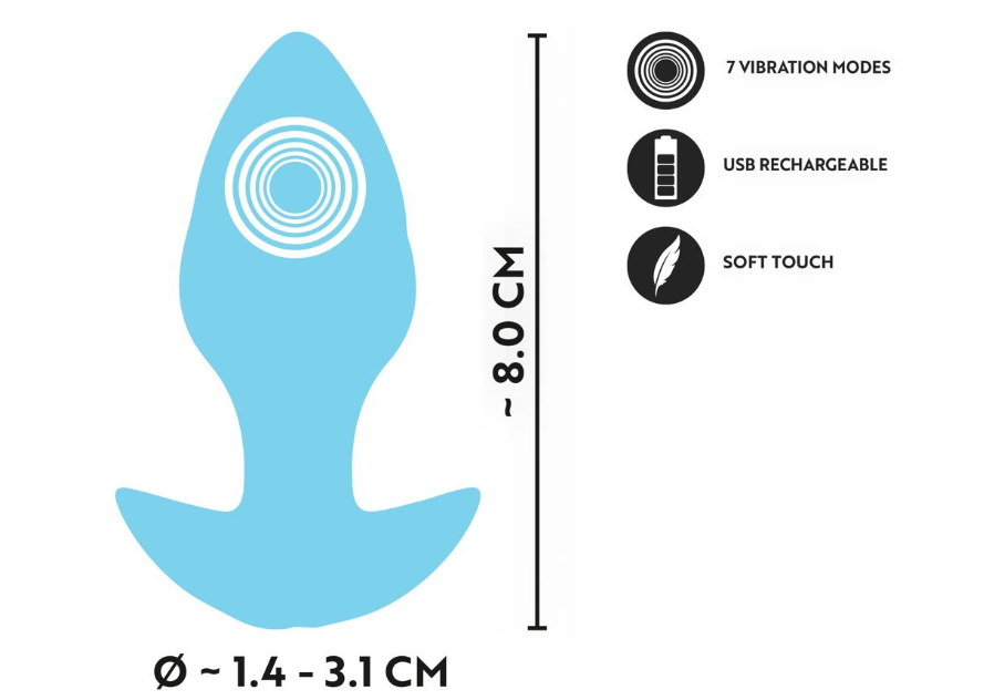 Анальна пробка з вібрацією Vibrating Mini Butt Plug Blue Sex Aura Київ - фото 2