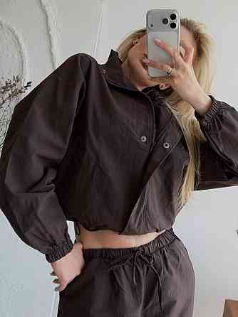 Женский стильный повседневный костюм из плащевки Шоколад Одесса