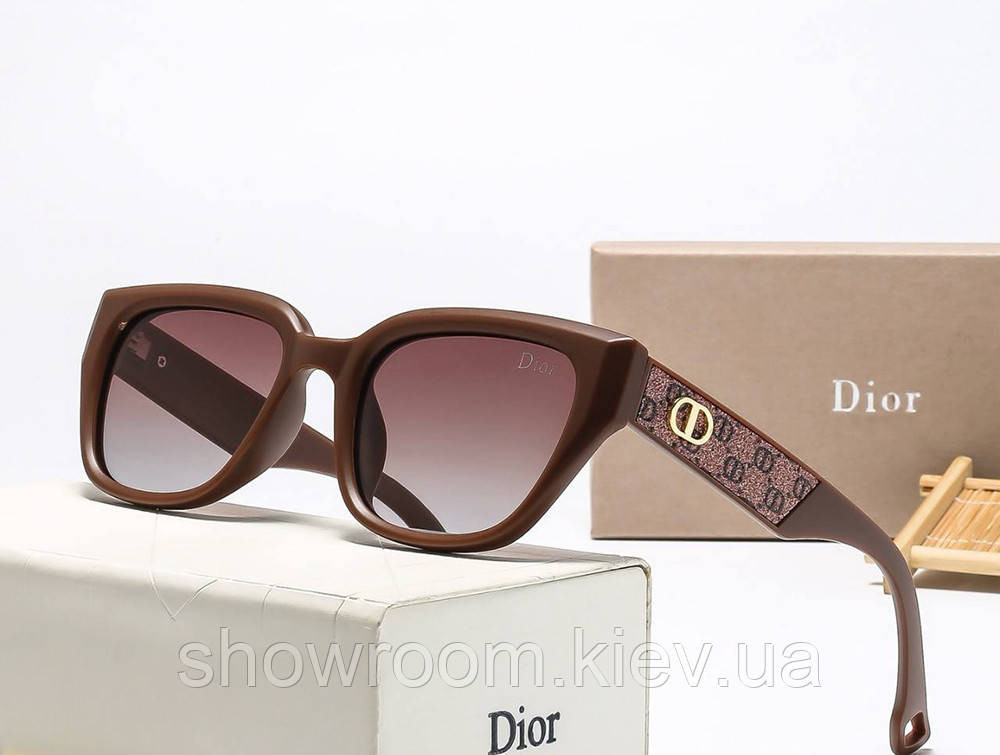 Женские брендовые солнцезащитные очки (5121) коричневые Киев - изображение 1
