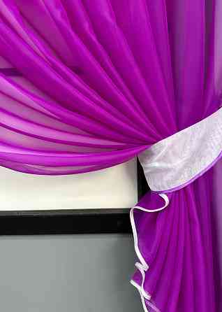 Кухонные шторки VR-Textil № 060к «Дуэт» с подвязками фуксия с белым 330х170 см (52-1206) Киев