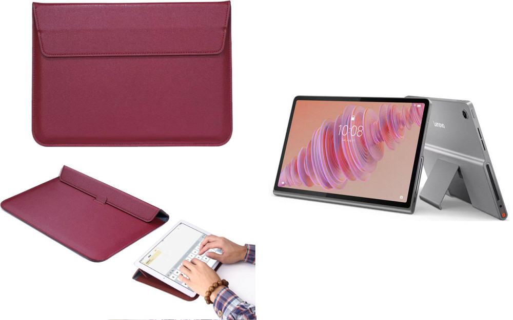 Чехол-конверт VitoCase для Lenovo Tab Plus 2024, с функцией подставки для планшета Бордовый Киев - изображение 1