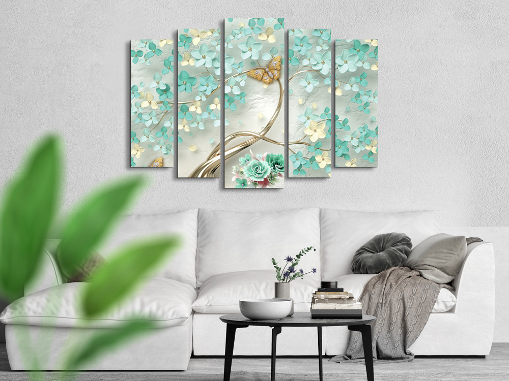 Модульна картина у вітальню / спальню Абстракція Квіти з метеликом Art-424_5 ( 80х118см ) Київ - фото 2