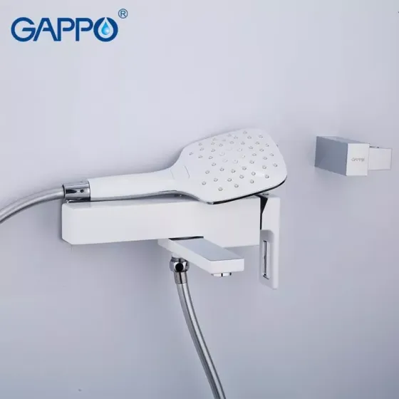 Змішувач для ванни з душовим гарнітуром GAPPO G3217-8 білий/хром Київ