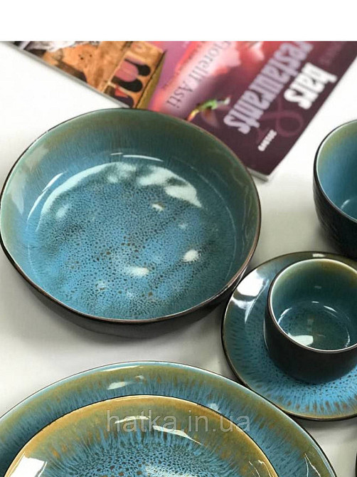 Салатник Olens "Голандія" 20*5 см кругла кераміка блакитна овальна для дому та ресторанів Київ - фото 4