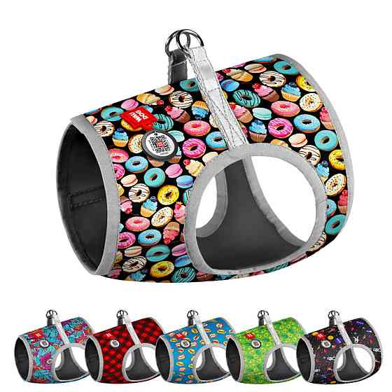 Шлей для собак мягкая WAUDOG Clothes с QR паспортом, рисунок 