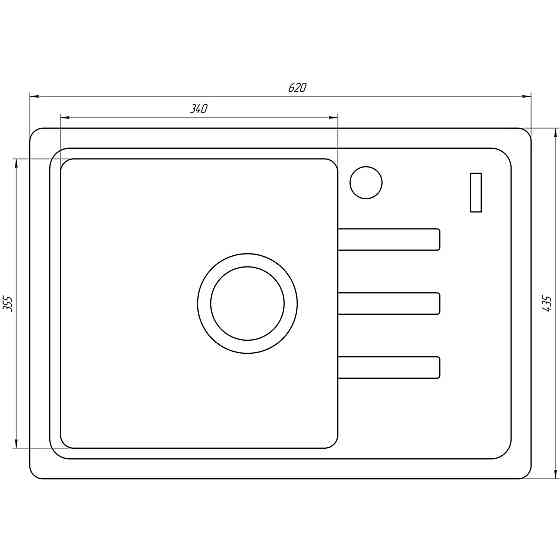 Гранітна мийка Globus Lux MONO графіт 620х435 мм-А0001 Київ