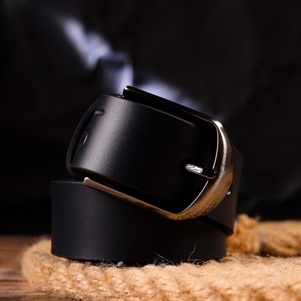 Добротний чоловічий ремінь під штани з натуральної шкіри Grande Pelle 21453 Синій Київ - фото 10