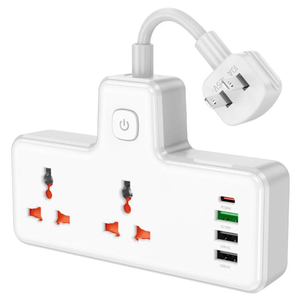 Мережевий подовжувач HOCO AC12 Reise 2-position expansion socket(PD30W/1C3A) (US) White (6942007607087) Київ - фото 2