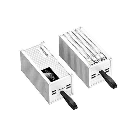 Портативний зовнішній акумулятор, потужний павербанк 20000мАг, Powerbank зі швидкою зарядкою та кабелями White Кам'янець-Подільський