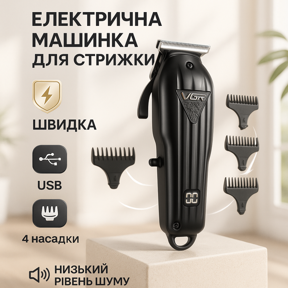 Аккумуляторная машинка для стрижки с хорошим дизайном VGR V-982, Машинка для стрижки на аккумляторная TJ-31 Львов - изображение 18