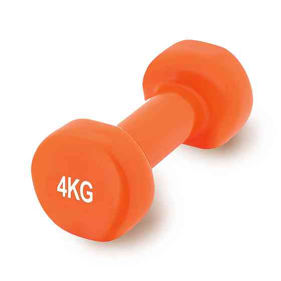Гантель для фітнесу, аеробіки, силових тренувань розвитку витривалості вінілова PowerPlay 4 кг, Помаранчева 1 шт Київ