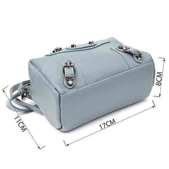 Елегантна жіноча сумка з натуральної шкіри із сучасним декором Vintage 22925 Блакитний Київ