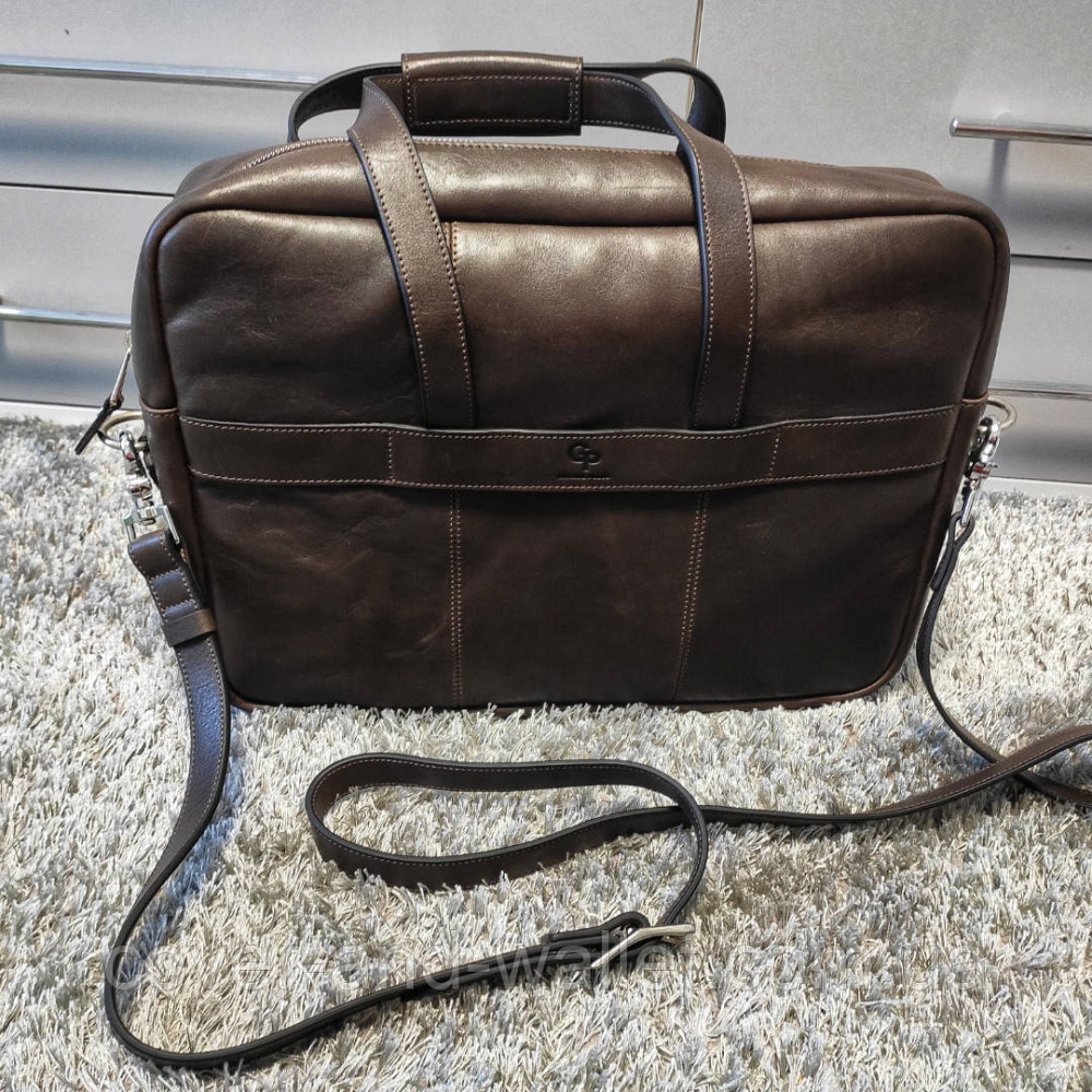 Элитная кожаная сумка для ноутбука и документов коричневого цвета GRANDE PELLE 11442 Киев - изображение 10
