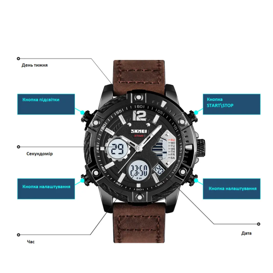 Мужские наручные часы Skmei 1618 (Коричневые) Винница