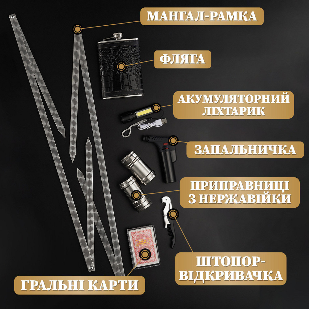 Шампури подарункові набір бокс для пікніка гриля та барбекю Оригінальні Віп подарунки на день народження татові, хлопцю, Тернопіль - фото 9