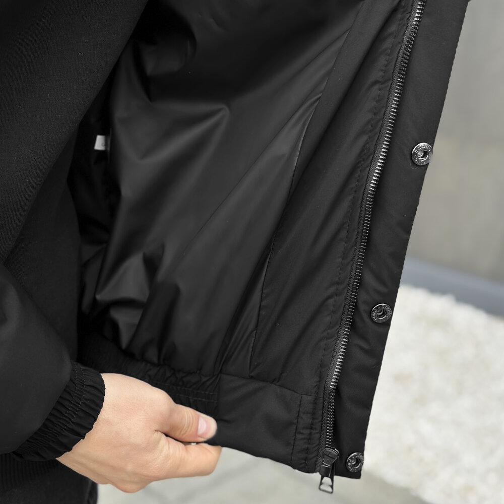 Черная мужская демисезонная куртка без капюшона весна осень Pobedov Axmont Киев - изображение 9