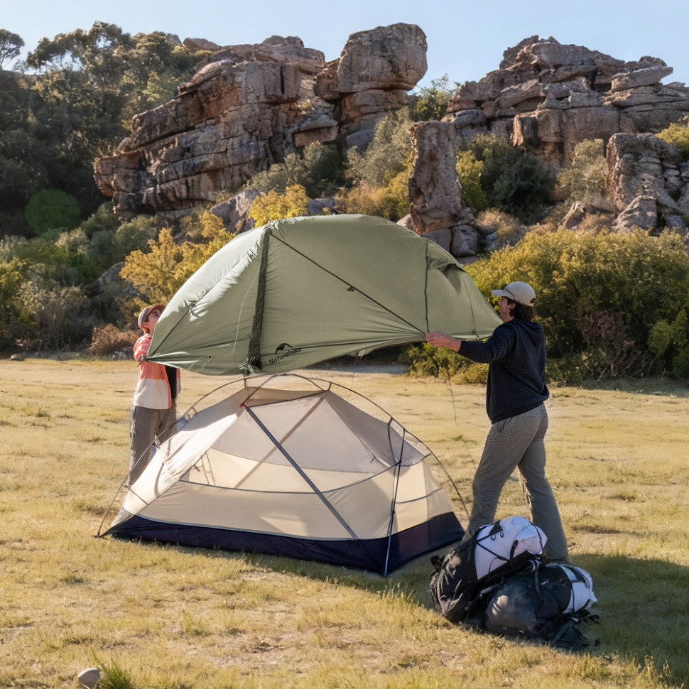 Намет надлегкий двомісний Naturehike Mongar Hiking Tent Pro CNK2550WS037, 20D, зелений Киев - изображение 3