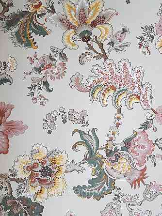 Шпалери флізелінові еко Rasch Sophia 0.53х10 рослинний принт квіти листя бордові жовті на бежевому Київ