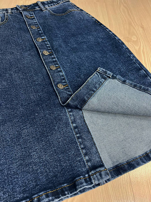 Спідниця жіноча джинсова Vanver 8238 на гудзиках середньої довжини збільшені розміри синя, синій, З2, 32, 86 см, 107 см Київ - фото 13