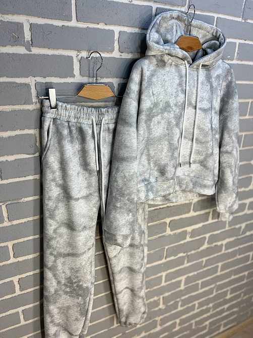 Костюм жіночий Joy One 98596 худі капюшон з джоггерами варений мармуровий утеплений білий, білий, M Київ - фото 4