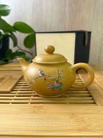 Чайник заварювальний ісинська глина ручна робота 200 мл "Квітуча сакура" жовтий Т2580 Київ