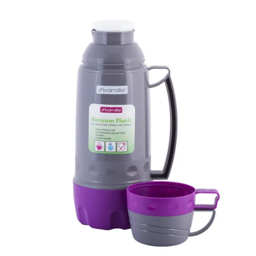 Термос 1л зі скляною колбою і 3 пластиковими чашками KAMILLЕ 2080 Житомир - фото 2