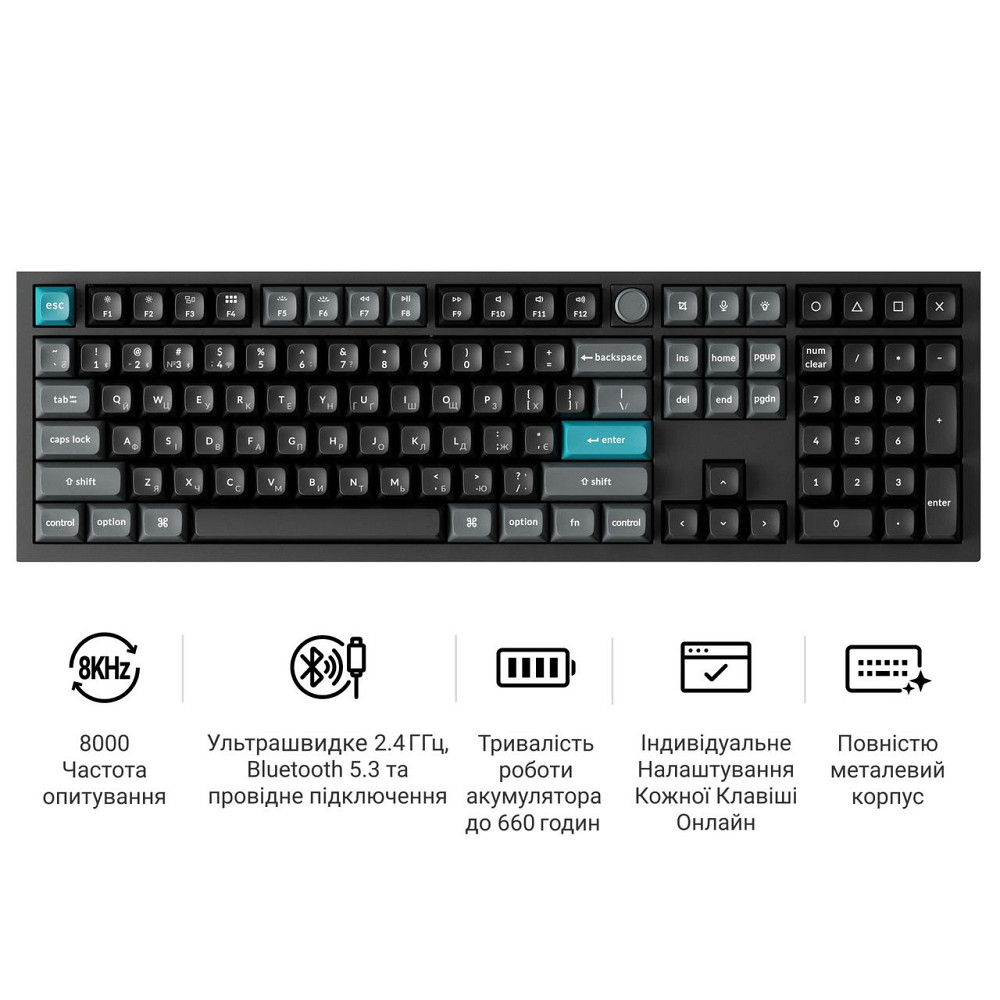 Клавіатура бездротова Keychron Q6 Ultra Keychron Red Switch Black RGB (Q6U-M1-UA) ( 29670 ) Харьков - изображение 8