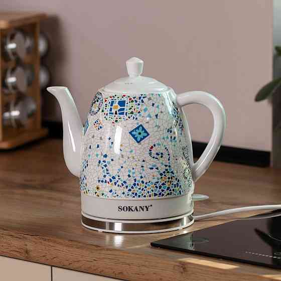 Чайник електричний Sokany SK-09008, 1,5 л, безшумний, білий Київ
