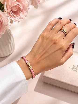Браслет Hermes нежный розовый цвет / в позолоте 18К Одесса