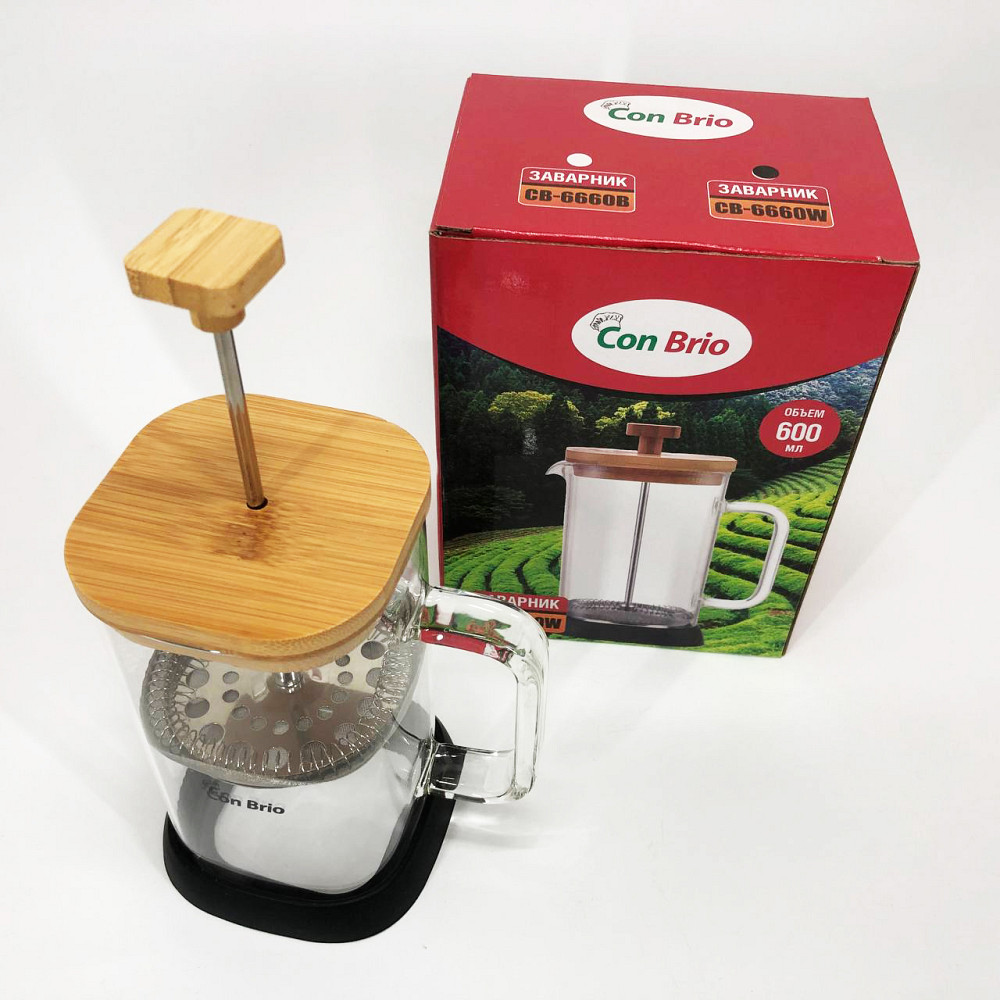 Заварочный чайник стеклянный с ручкой, Френч-пресс для дома и офиса, Заварник френч-пресс UR-93 Львов - изображение 8