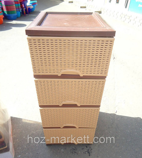 Комод пластиковий на 4 ящики elif ротанг Туреччина Харків - фото 8