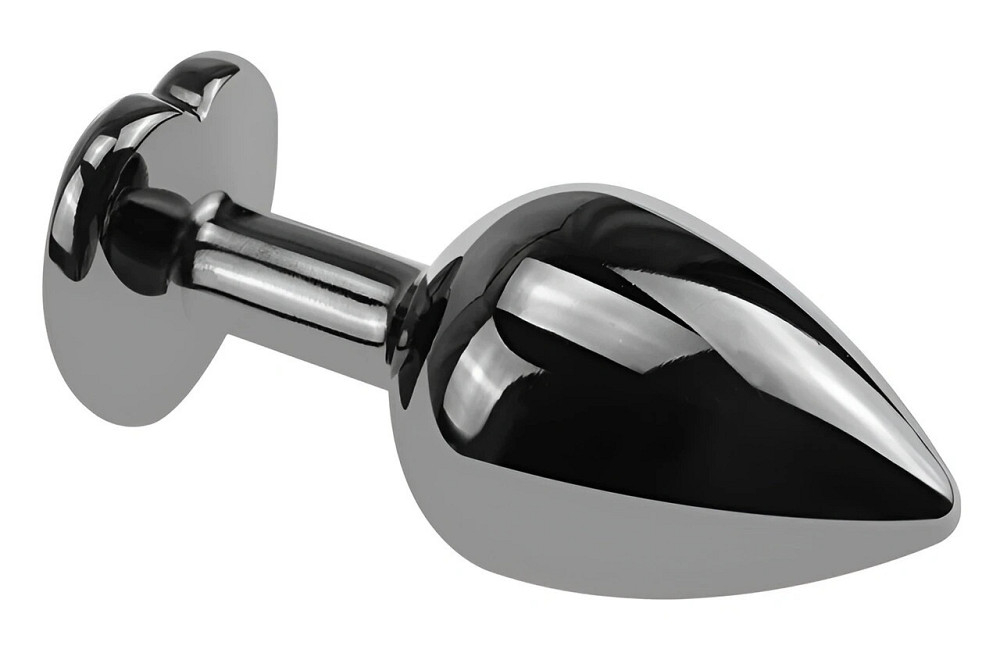 Анальная пробка EGZO Dark Silver Heart Plug S с кристаллом, металлическая, черная Sex Aura Киев - изображение 3