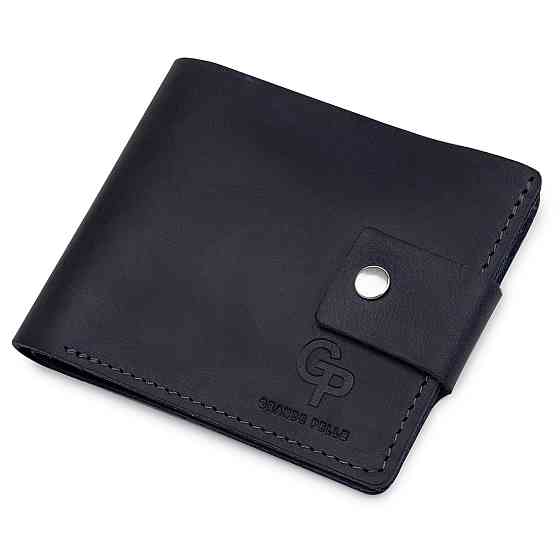 Мужское компактное кожаное портмоне Темно-синий (GRANDE PELLE) Киев