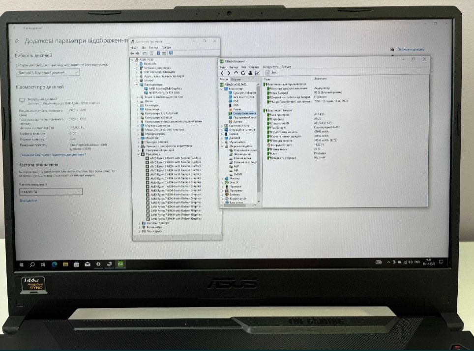 Ноутбук: ASUS TUF Gaming 15.6" 144Hz, Ryzen 7 , 4800H, RTX 2060, 6Gb , 16Gb, 512Gb. Київ - фото 7