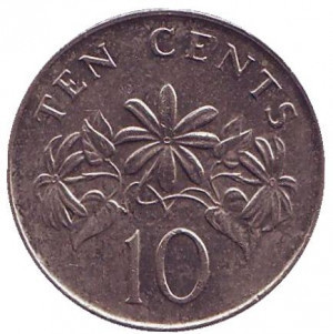 Жасмин. Монета 10 центів. 1993,87,86 рік, Сінгапур..(БК) Полтава - фото 1