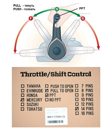 Командер Для Лодочных Моторов Mercury 4-Такт 14 Pin -  Дистанционный Пульт Управления Дніпро - фото 2