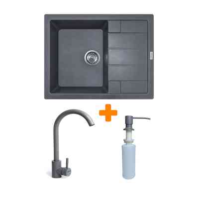 Мойка кухонная Adamant Anila сірий + змішувач та дозатор (182496900304) Винница