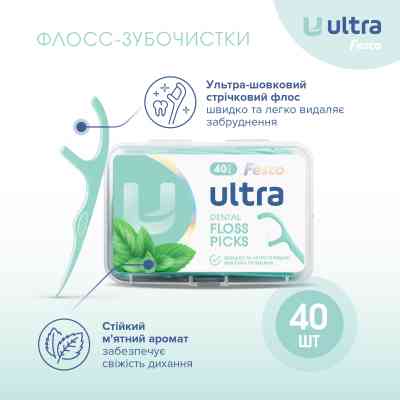 Флос-зубочистки Fesco Ultra Dental Floss Picks 40 шт. (4820204702410) Вінниця