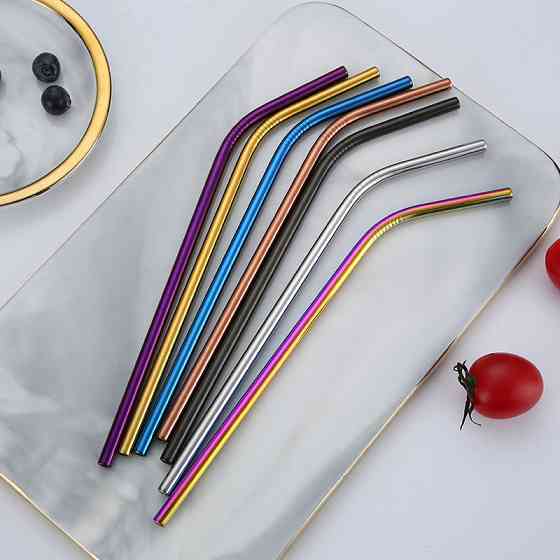 Набор эко-соломинок из металла, 4 шт, розовое золото Киев