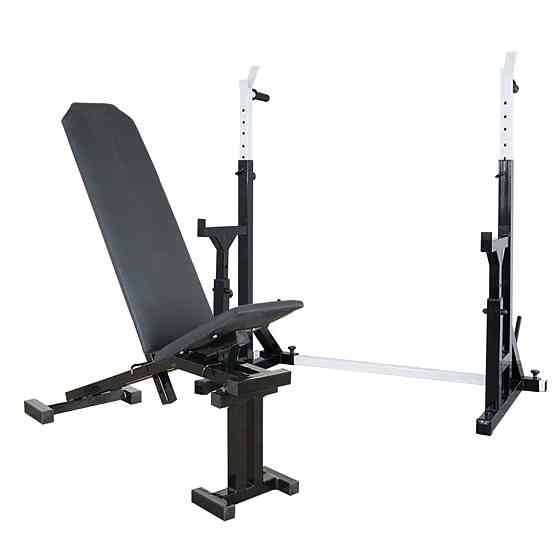 Скамья с отрицательным углом 40 на 40 мм + Стойки со страховкой 40 на 40 мм + брусья и штыри под блины Киев