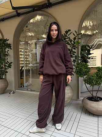 Жіночий стильний теплий костюм двосторонній фліс-полір Шоколад Одеса