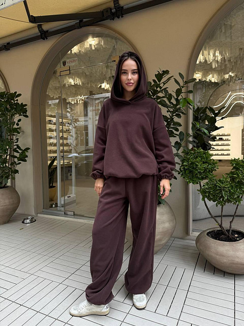 Жіночий стильний теплий костюм двосторонній фліс-полір Шоколад Одеса - фото 3