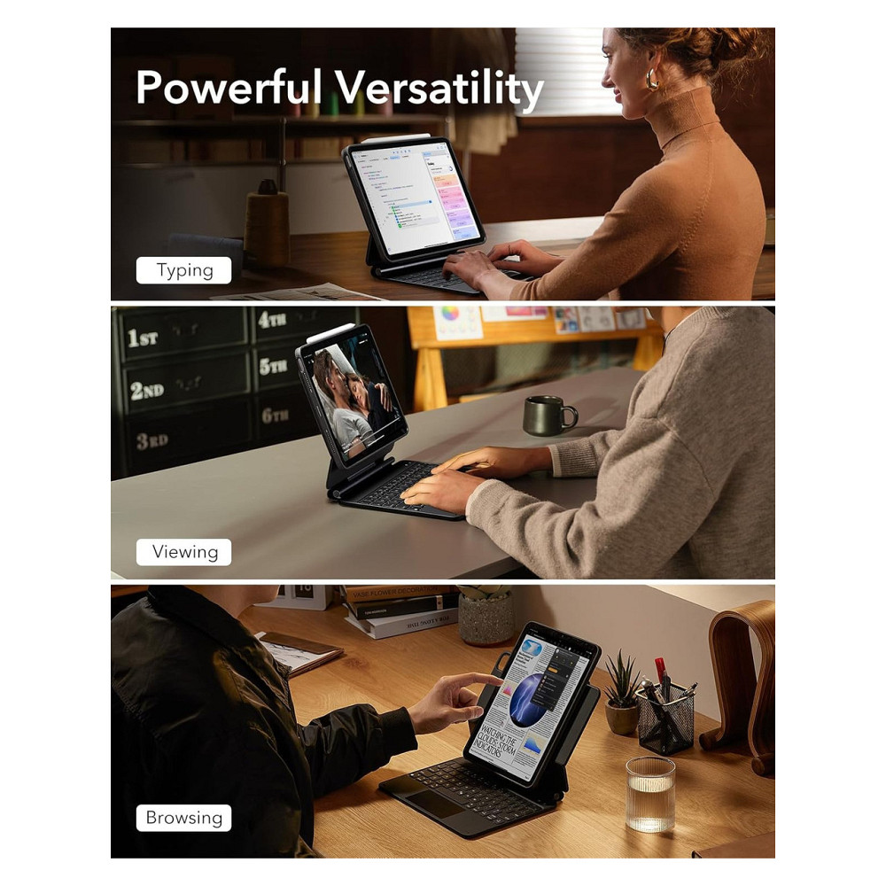 Чехол-клавиатура ESR для iPad Air/Pro 11 M4/M3/M2/M1 черный QWERTY съемный защитный корпус магнитная подставка Киев - изображение 8
