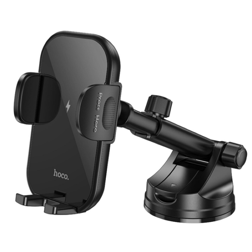 Тримач для мобільного з БЗП HOCO HW5 Journey wireless fast charging car holder(center console) Black Київ - фото 1