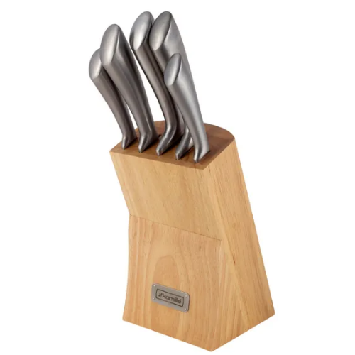 Набір ножів 5 предметів на дерев'яній підставці нержавіюча сталь порожнисті ручки 5130 KAMILLE Житомир - фото 2