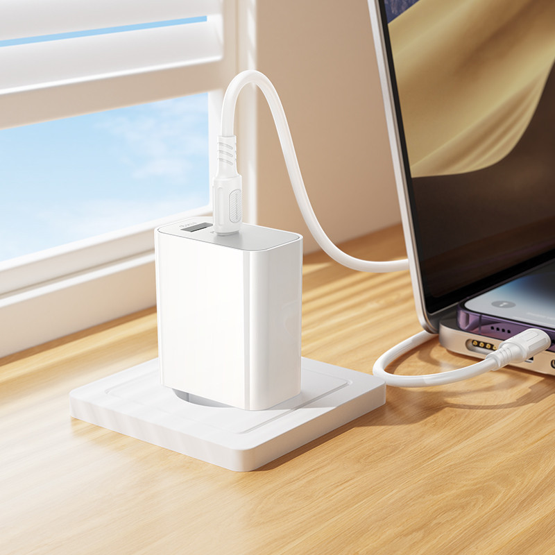 Мережевий зарядний пристрій з кабелем BOROFONE BA106A Stellar PD20W+QC3.0 charger set (C to iP) (EU) White Одеса - фото 8
