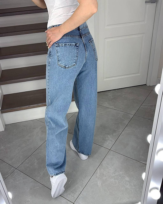 Женские прямые джинсы на высокой посадке со стразами 100% коттон Одесса - изображение 5