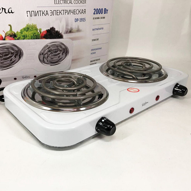 Двойная электроплита с двумя конфорками Suntera DP-1915 2000 Вт, Компактная настольная плита UK-20 Львов - изображение 7